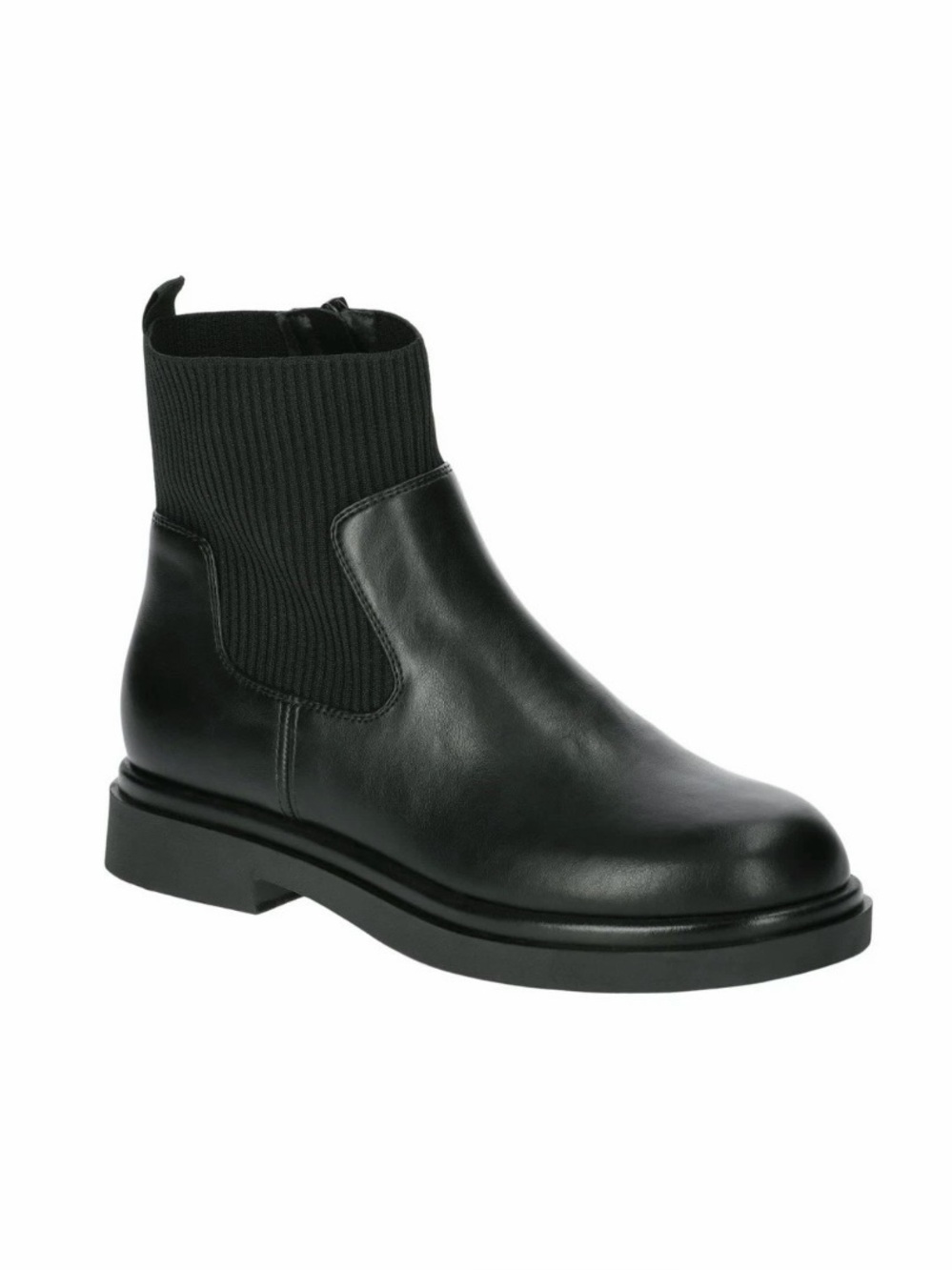 Women’s Black Chelsea Boot with Knit Ankle - Picture 1 of 7
